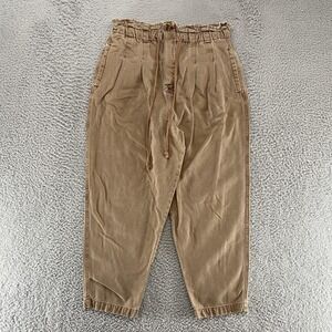 Free People Pants Womens Medium Brown High Rise Boho Coastal Hippie Tapered Crop